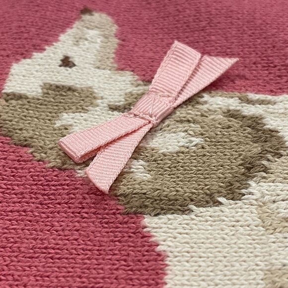 ~ JANIE and JACK 4 Dog Ruffle Shoulder Sweater*, Mauve Cotton Knit, Ribbed Cuff - Picture 13 of 16